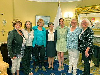 L to R - Cathy Caylor, Elaine Santo, Laurie Wong, Chaplain Kibben, Lois Saff, Diane Caliendo, Deb Moorhead